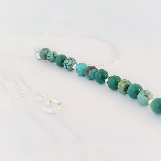Malachite & African Turquoise Sterling Silver Icicle Necklace