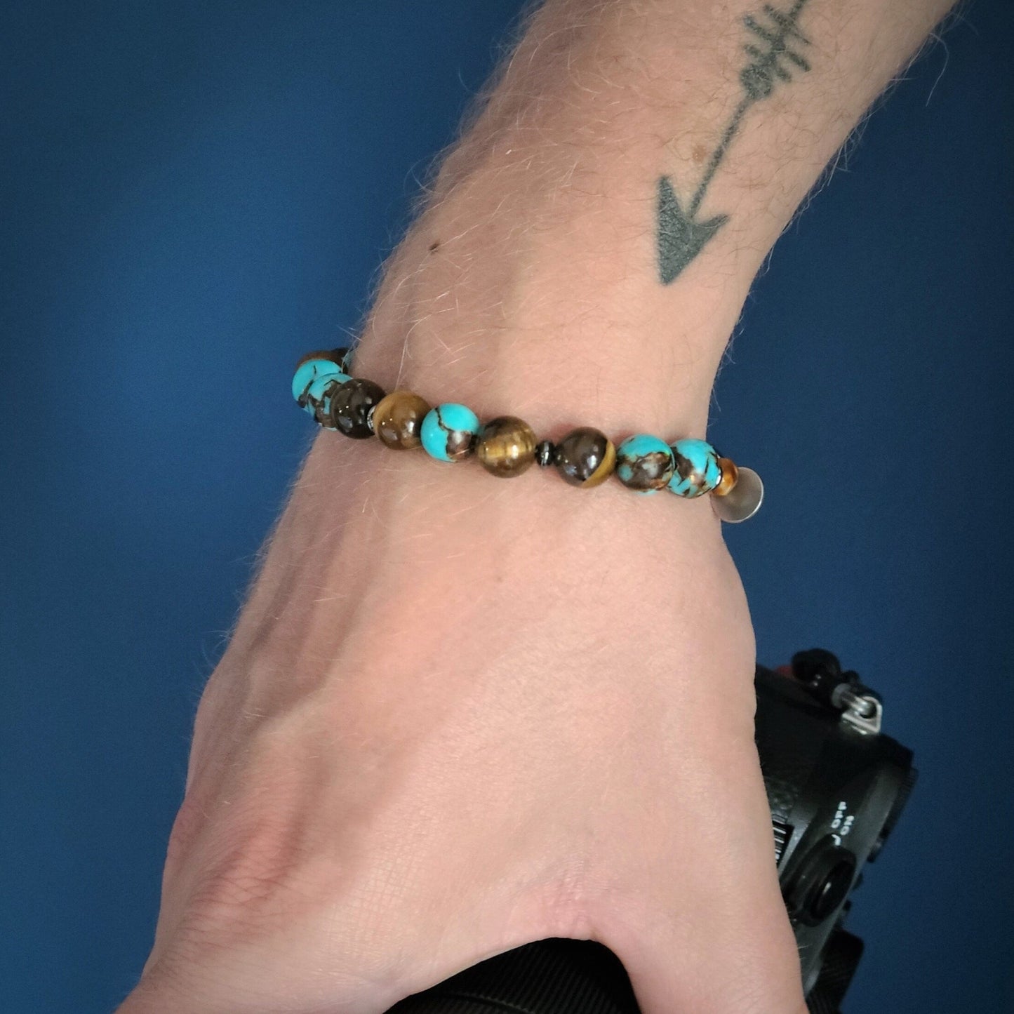 Tiger Eye and Siderolite Steel Bracelet