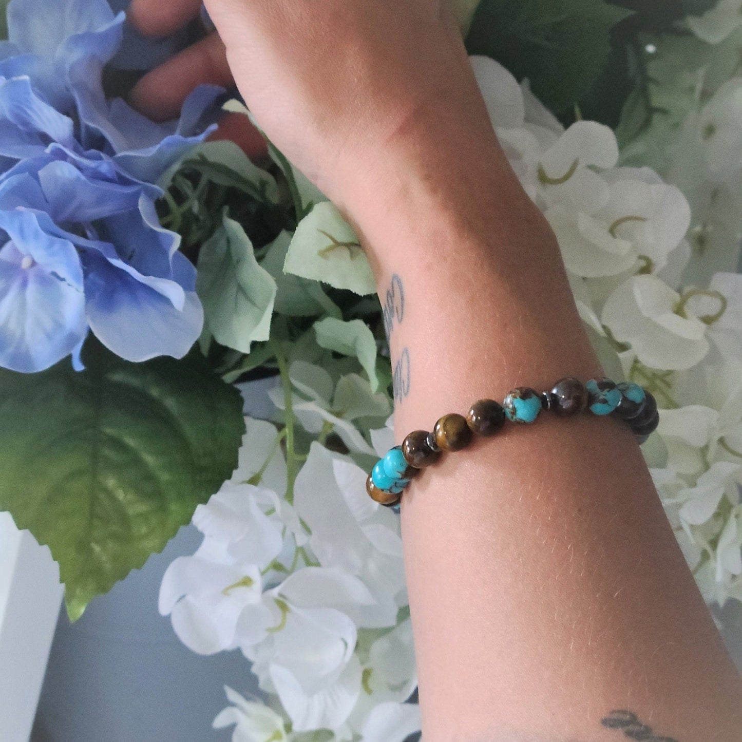 Tiger Eye and Siderolite Steel Bracelet