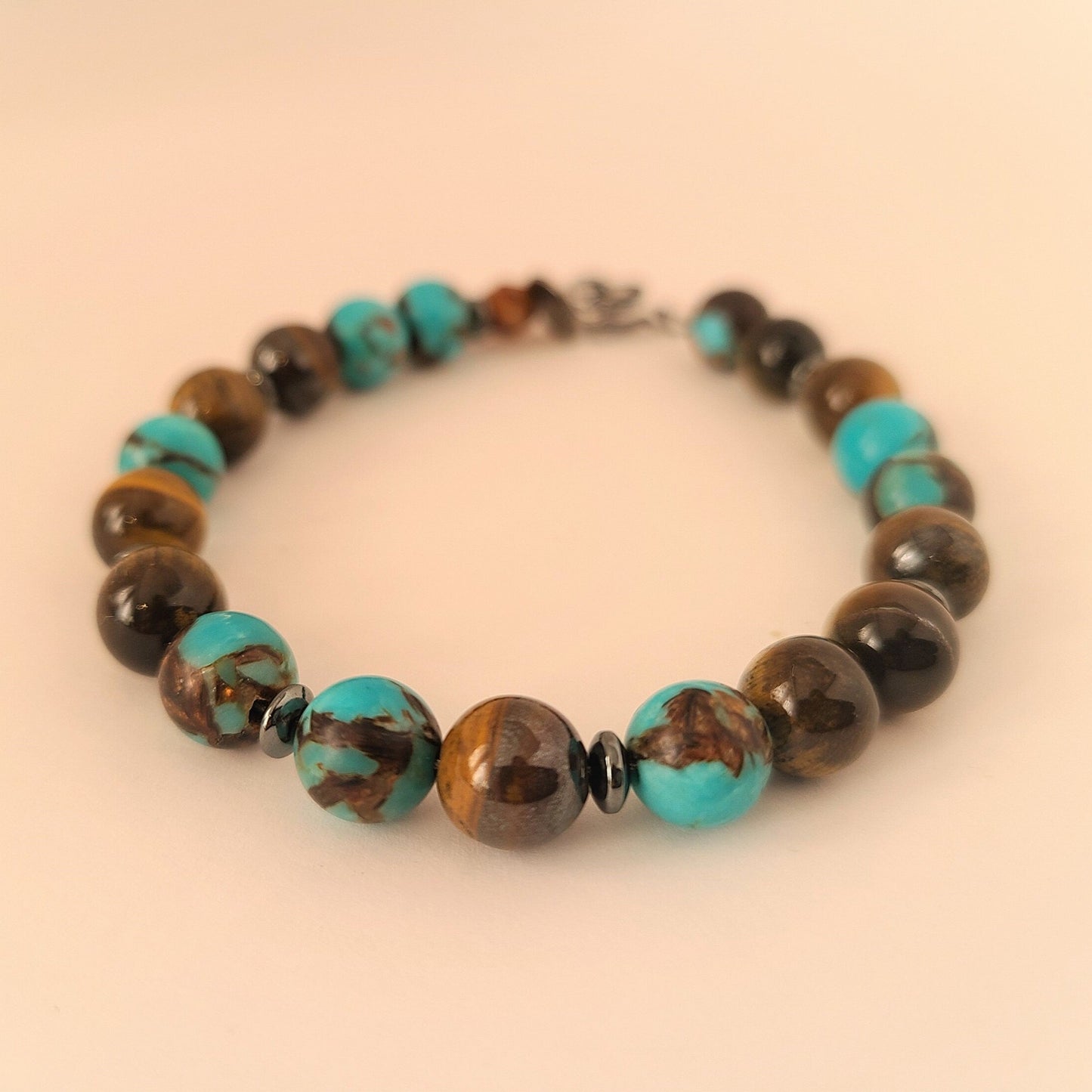 Tiger Eye and Siderolite Steel Bracelet