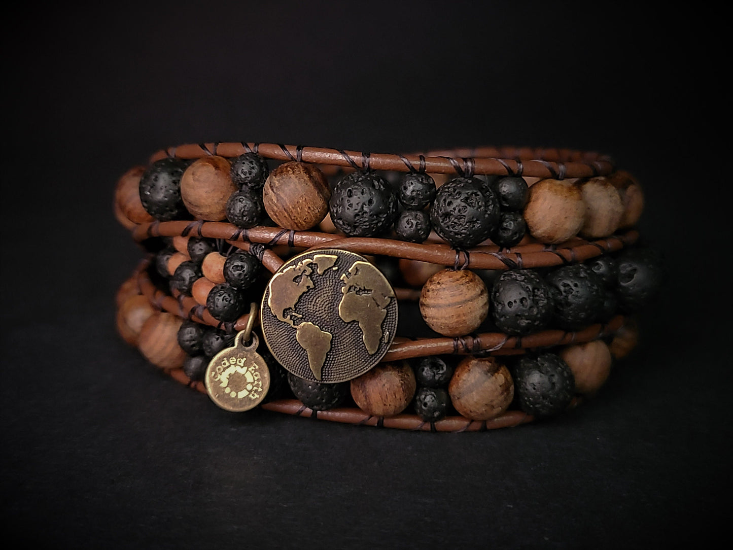 "Where You Go So Goes My Heart" | Lava & Sandalwood Coded Message Leather Wrap Bracelet