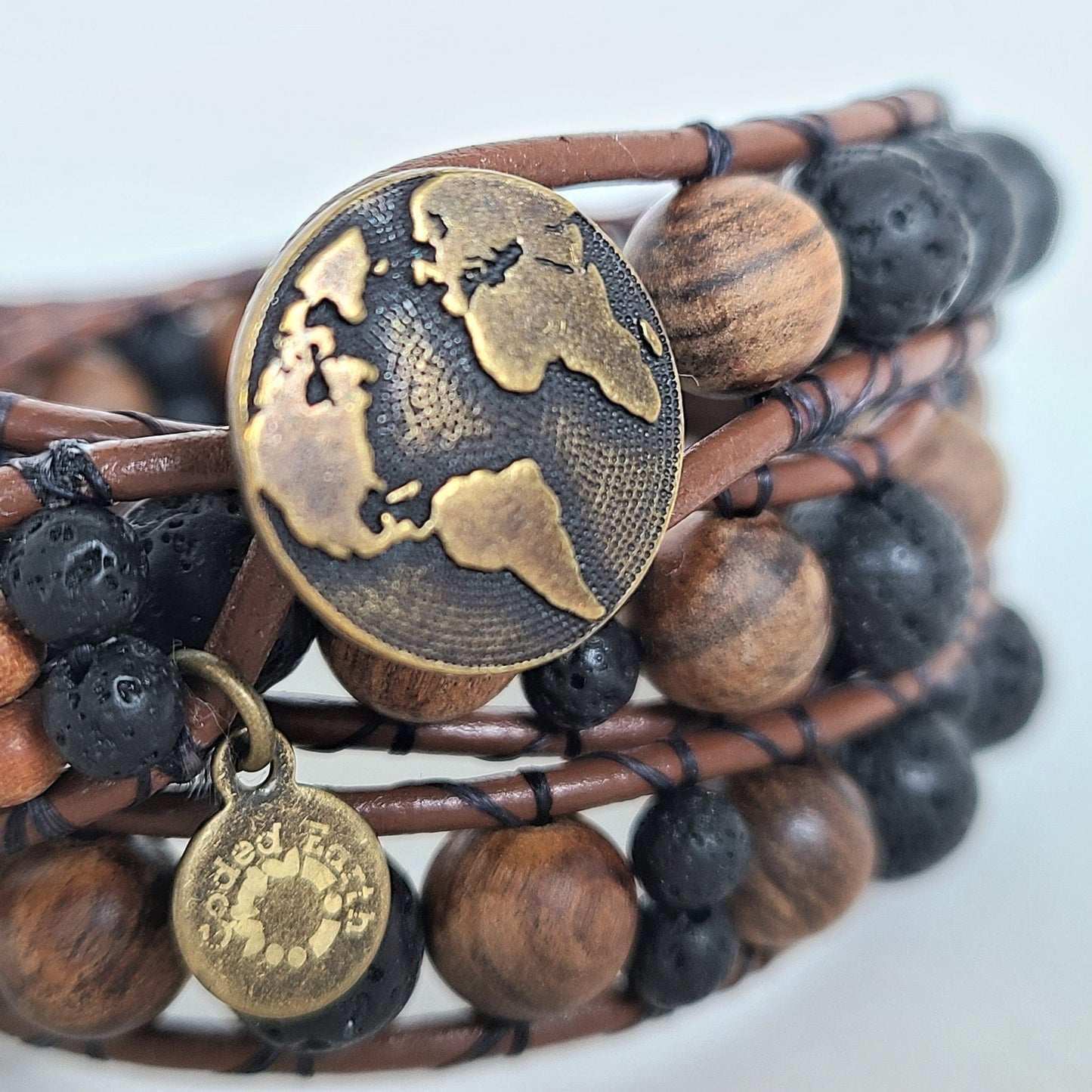 "Where You Go So Goes My Heart" | Lava & Sandalwood Coded Message Leather Wrap Bracelet