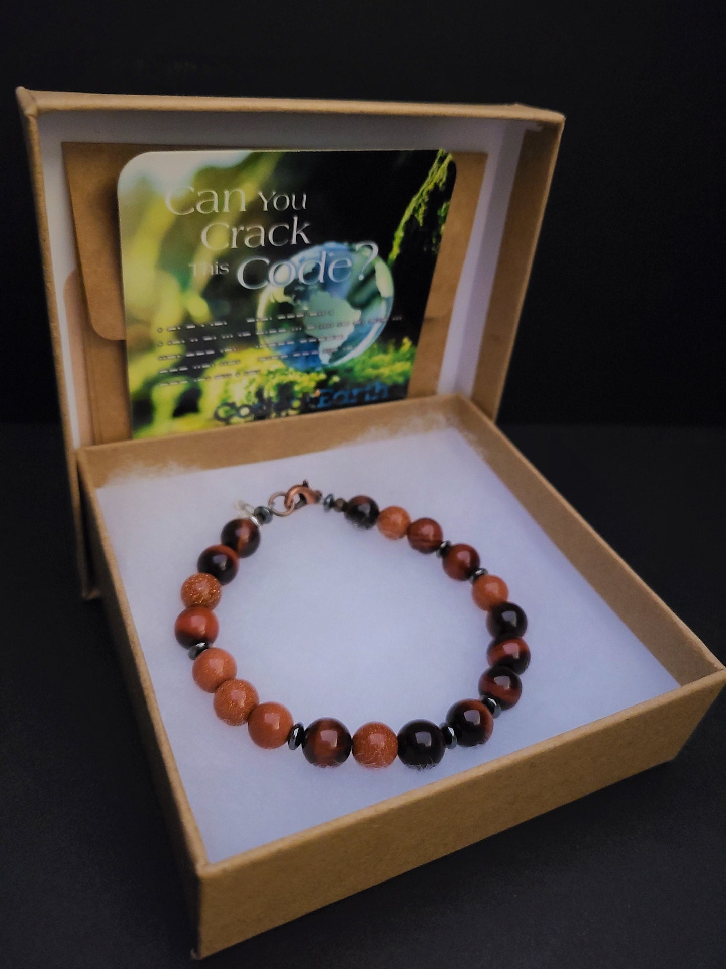 Red Tiger Eye and Sandstone Steel Bracelet