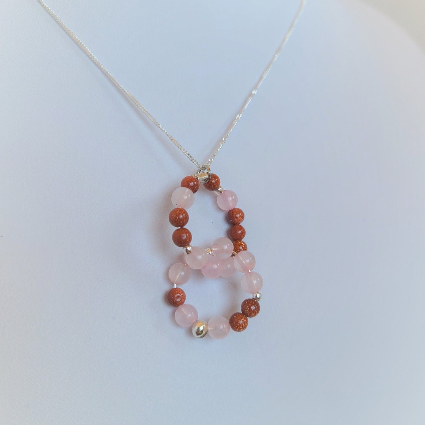 Rose Quartz & Sandstone Sterling Silver Link Necklace