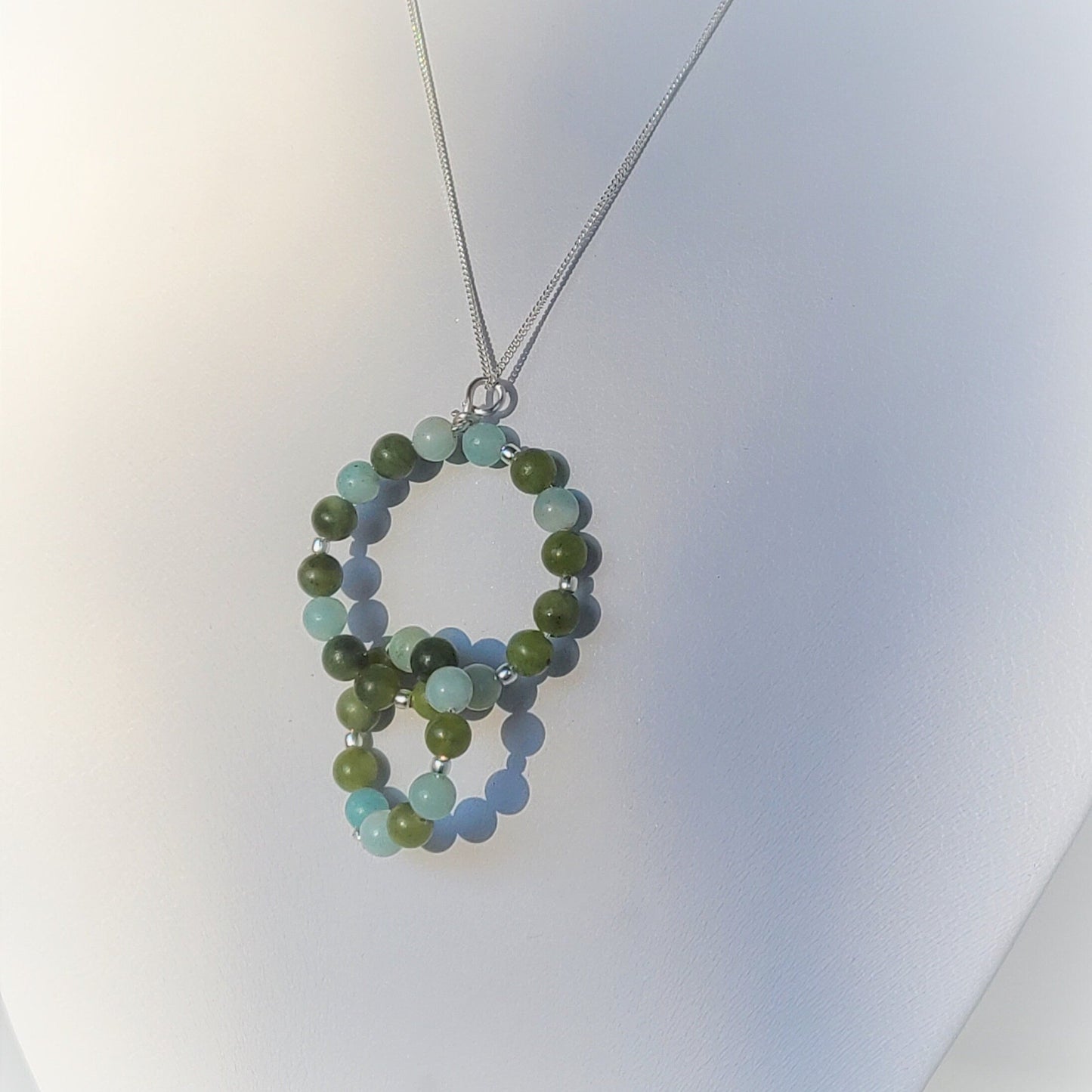 Canadian Jade & Amazonite Sterling Silver Link Necklace