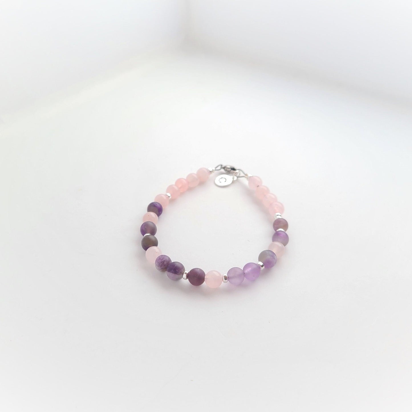 Amethyst & Rose Quartz Steel Bracelet