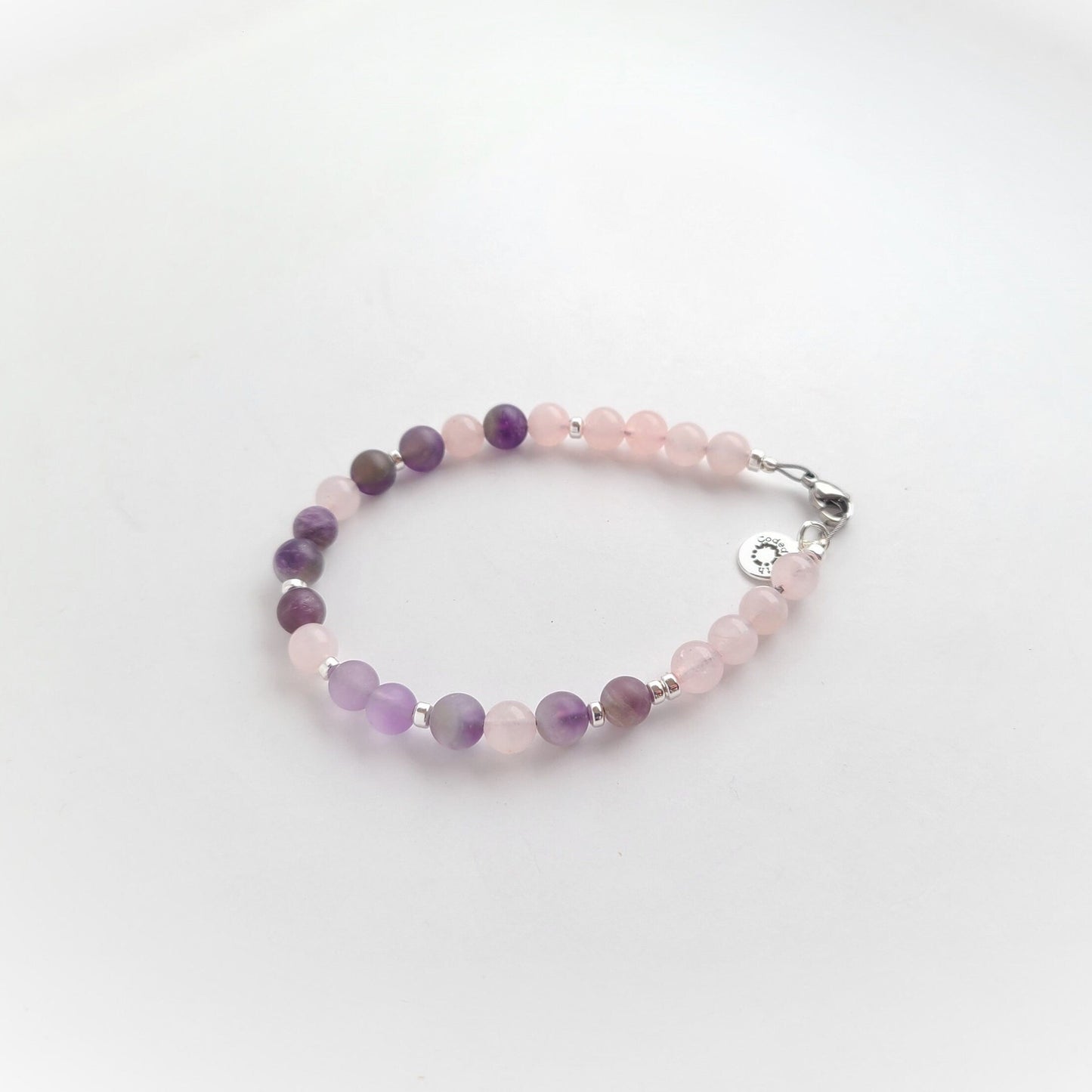 Amethyst & Rose Quartz Steel Bracelet