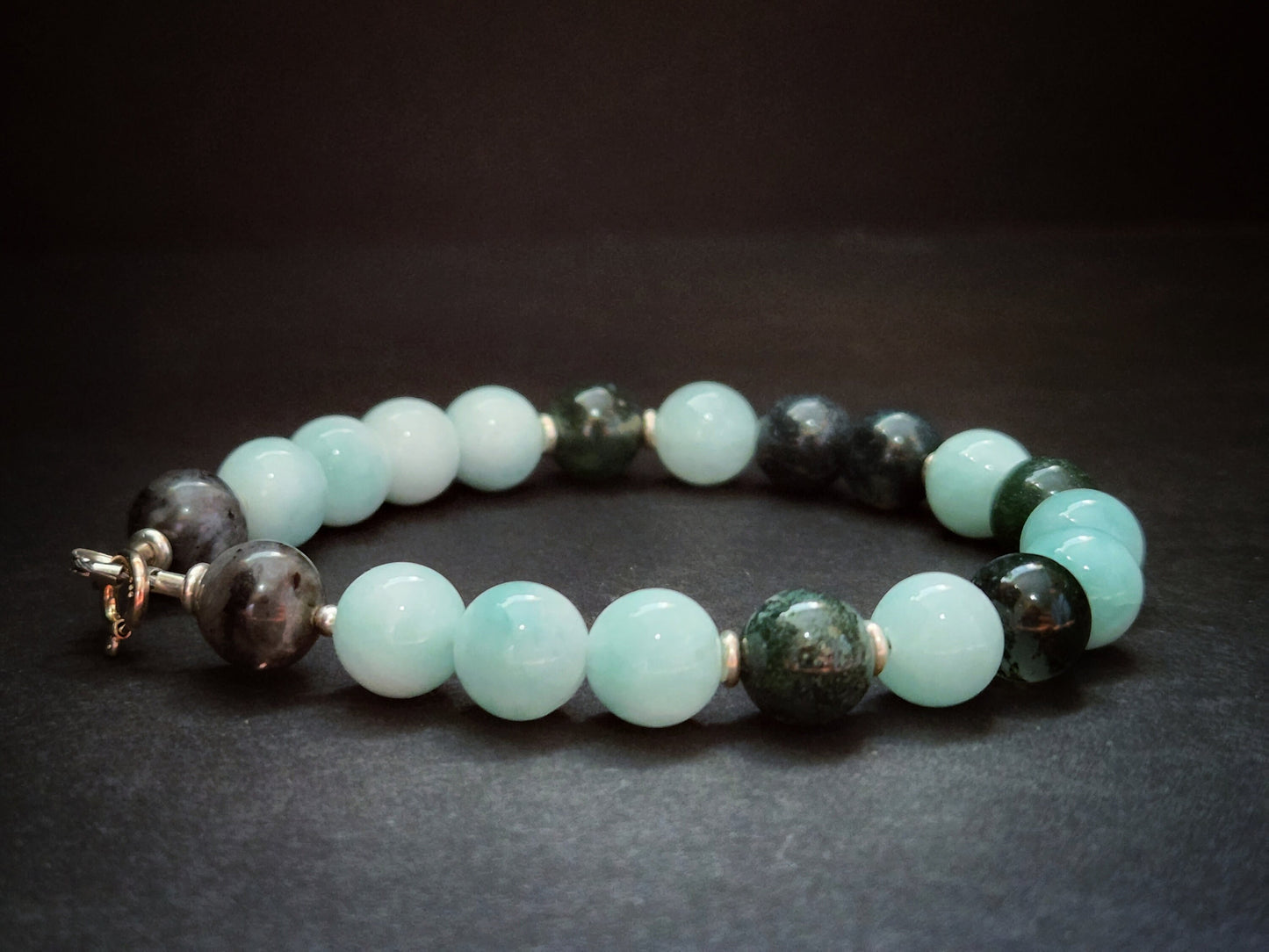 Larimar & Moss Agate Sterling Silver Bracelet