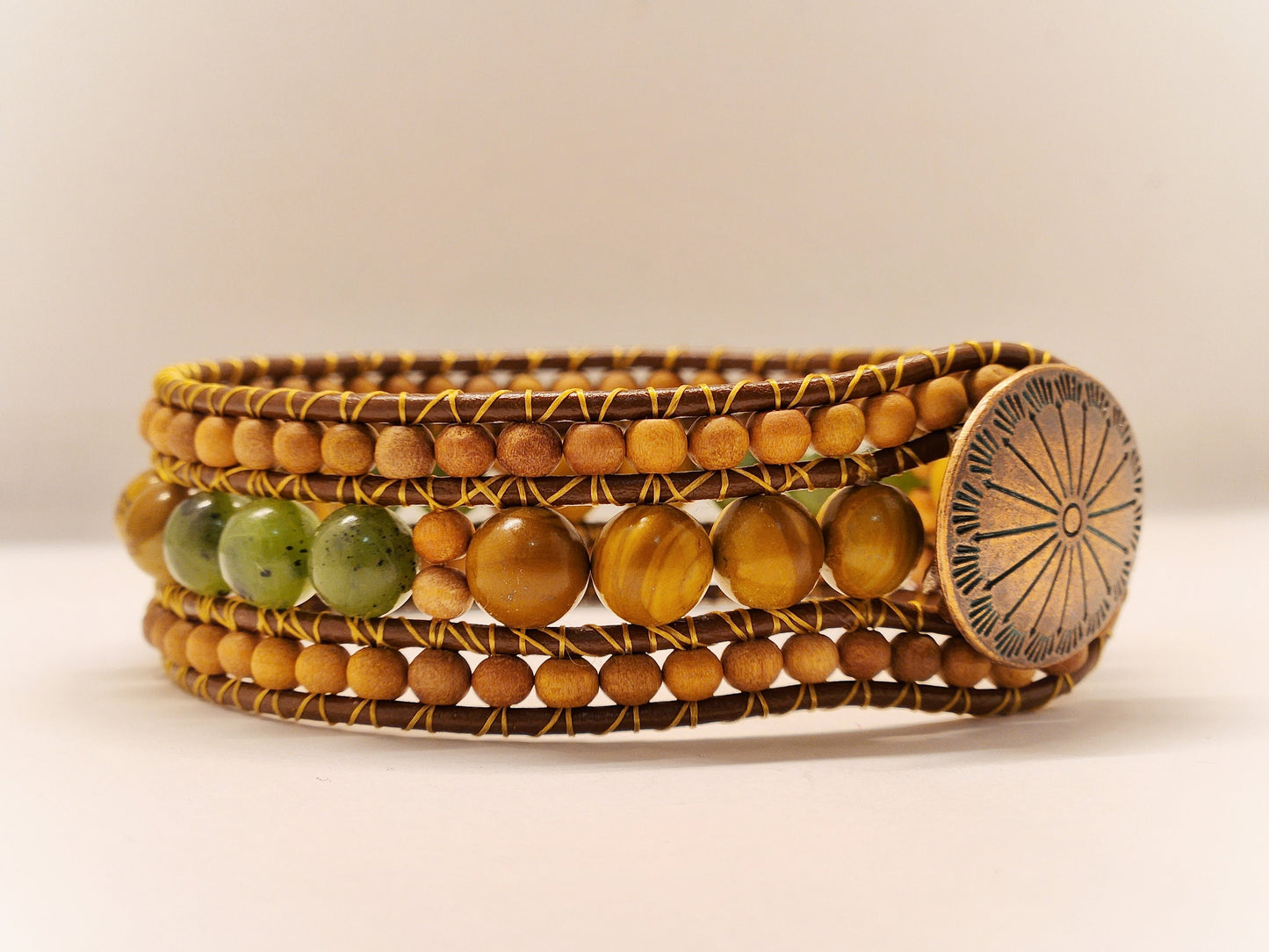 Canadian Jade & Jasper Sandalwood Cuff Bracelet