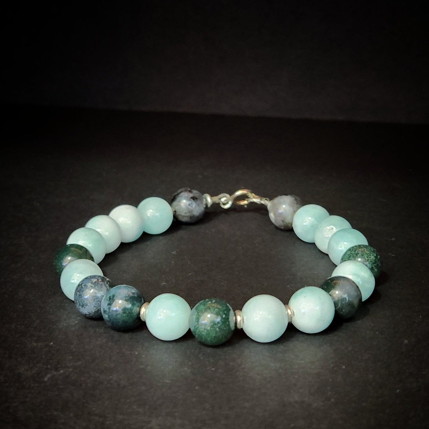 Larimar & Moss Agate Sterling Silver Bracelet