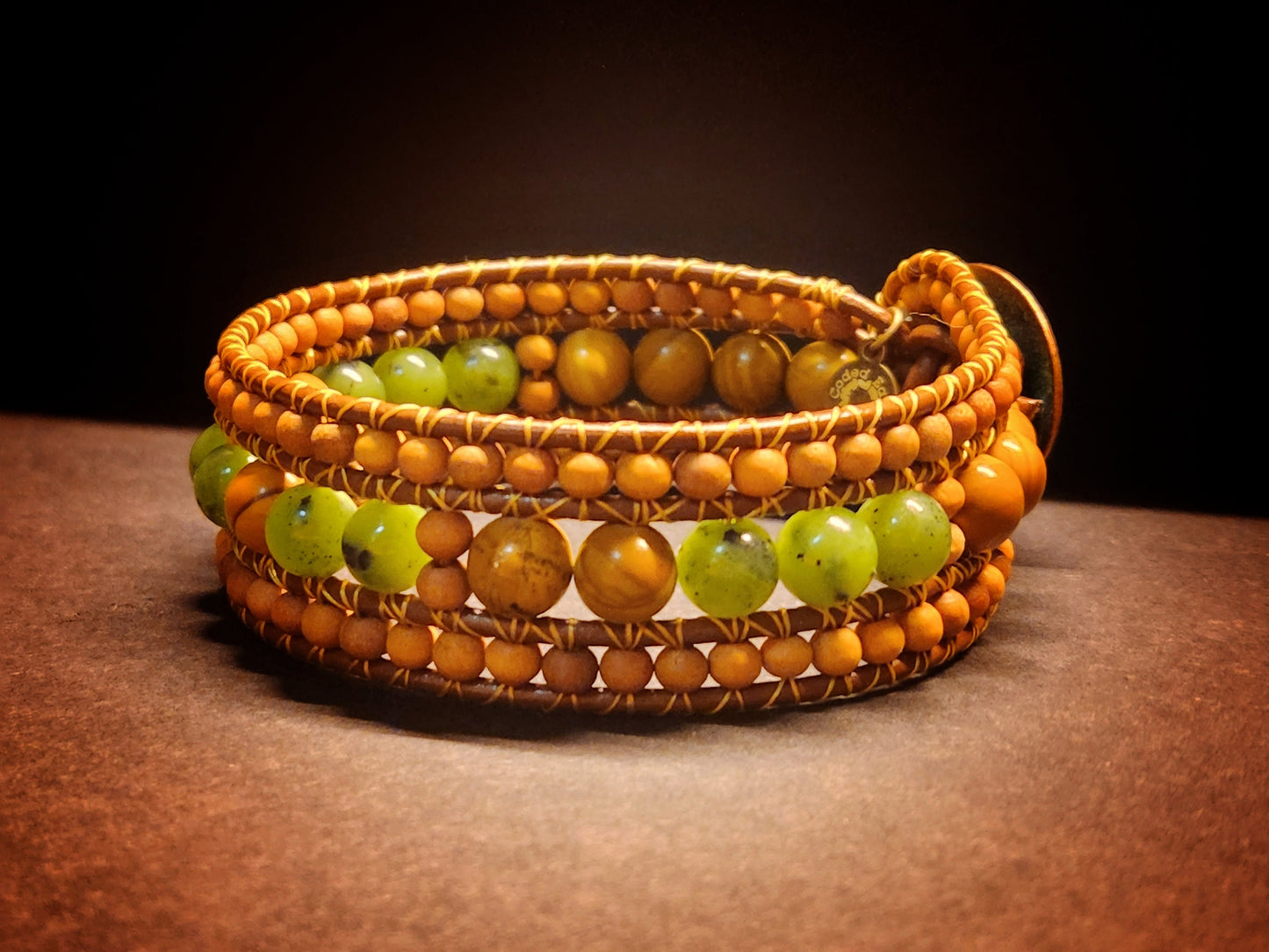 Canadian Jade & Jasper Sandalwood Cuff Bracelet