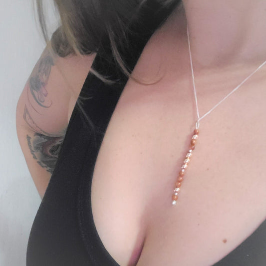 Sandstone & Rose Gold Hematite Sterling Silver Icicle Necklace